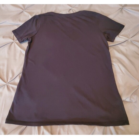 Women's Nike Just Do It Dri-Fit Short Sleeve T-Shirt V-Neck Black L Athletic Cut - Picture 2 of 9